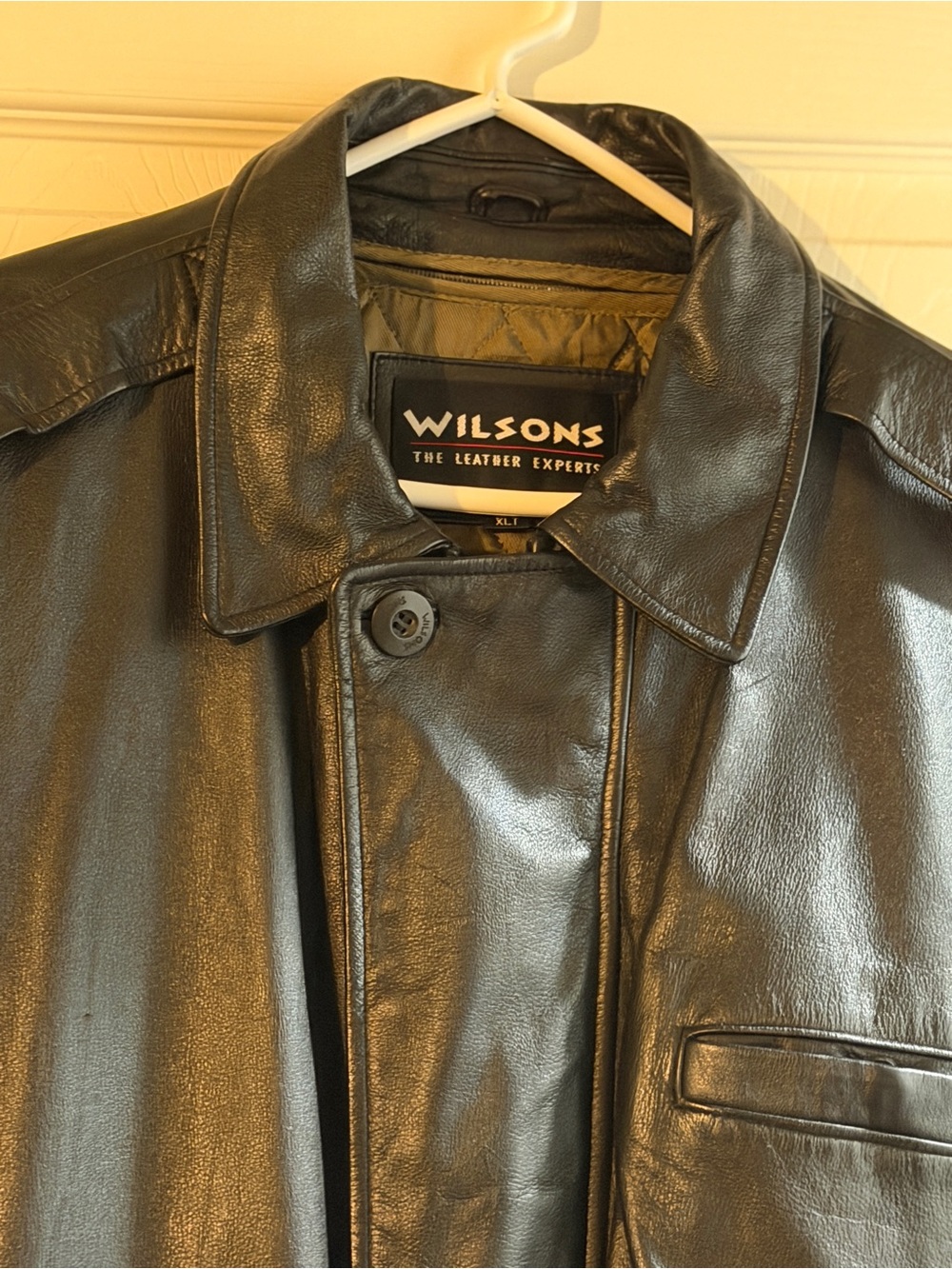 Vintage Wilson Black Leather Insulate Trench Jacket with Belt - Picture 6 of 13